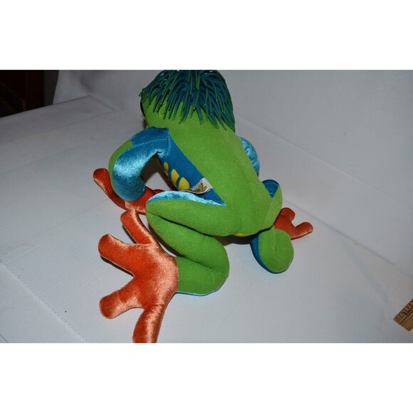 Zibbies Frog Stuffed Animal RARE Rubber crazy Hair Plush Toy Sensory - Picture 7 of 9